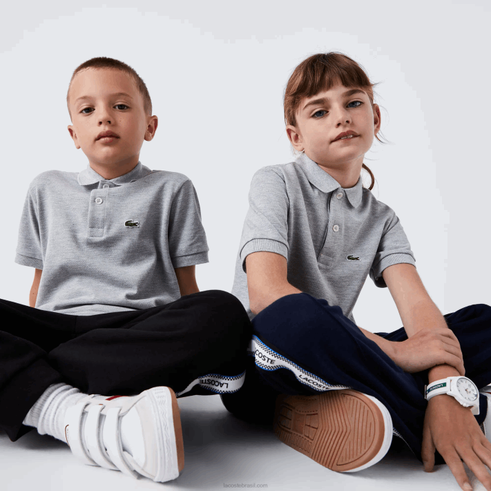 Lacoste polo regular fit petit piquet crianças chine cinza cca 88BL3126 - Image 1