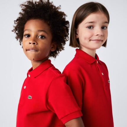 Lacoste polo regular fit petit piquet crianças vermelho 240 88BL3135