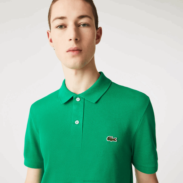 lacoste_polo_slim_fit_l_12_12_original_homens_ldm_verde_88bl940.png Lacoste polo slim fit L.12.12 original homens ldm verde 88BL940 - Image 1