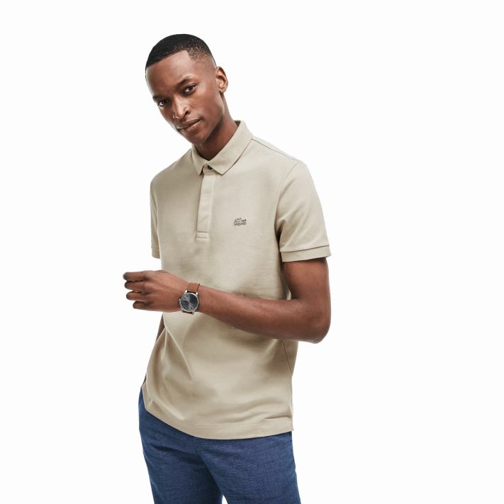 Lacoste polo smart paris em piquê de algodão elástico homens bege ae0 88BL79 - Image 5