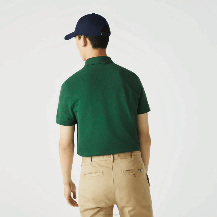 Lacoste polo smart paris em piquê de algodão elástico homens verde 132 88BL658 - Image 3
