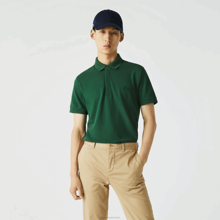 Lacoste polo smart paris em piquê de algodão elástico homens verde 132 88BL658 - Image 7