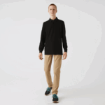 Lacoste polo smart paris manga longa em piquê de algodão elástico homens preto 031 88BL667 - Image 2