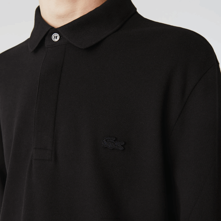 Lacoste polo smart paris manga longa em piquê de algodão elástico homens preto 031 88BL667 - Image 4