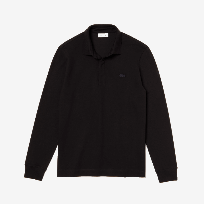 Lacoste polo smart paris manga longa em piquê de algodão elástico homens preto 031 88BL667 - Image 5