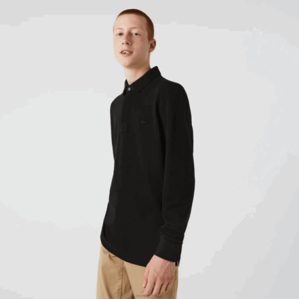Lacoste polo smart paris manga longa em piquê de algodão elástico homens preto 031 88BL667