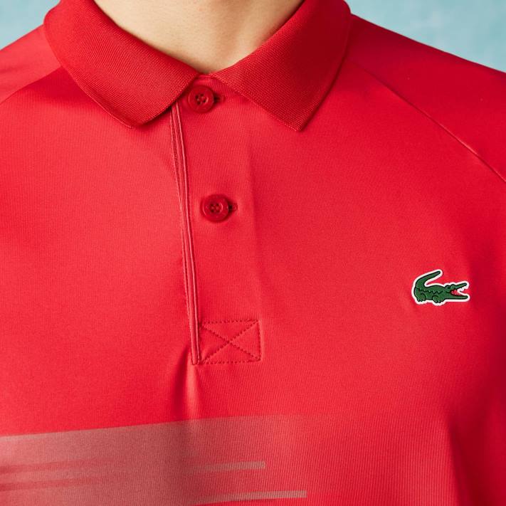 Lacoste polo stretch esportiva novak djokovic com estampa homens vermelho branco c9u 88BL929 - Image 2