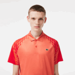Lacoste polo tricolor tênis x novak djokovic homens laranja vermelho laranja xij 88BL236 - Image 2