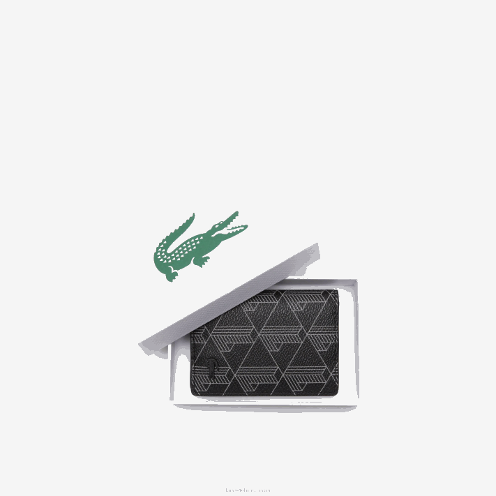 Lacoste porta-cartão vertical com estampa de monograma the blend homens monograma noir gris h45 88BL1990 - Image 3