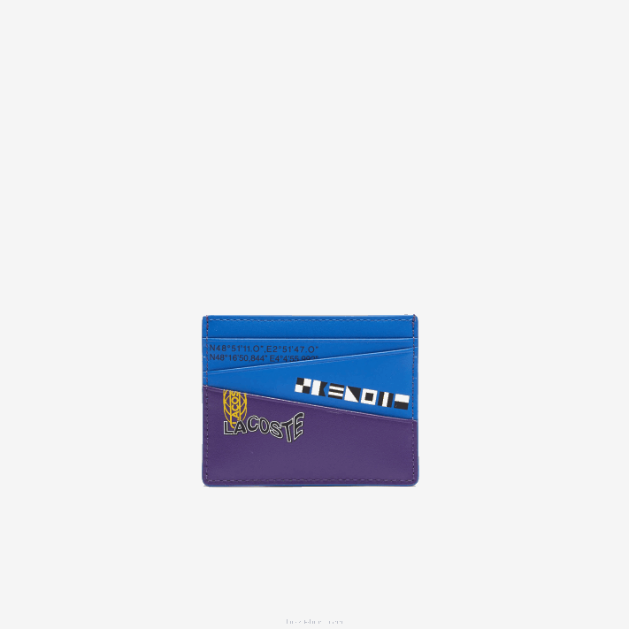 Lacoste porta-cartões com impressão náutica color block homens samui marinho k89 88BL2132 - Image 1