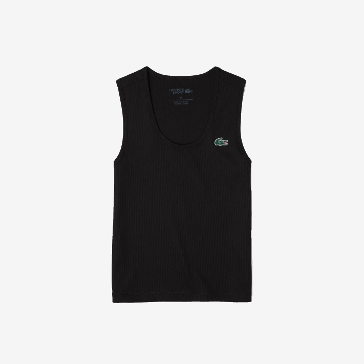 Lacoste regata esportiva slim fit com nervuras mulheres preto 031 88BL2387 - Image 4