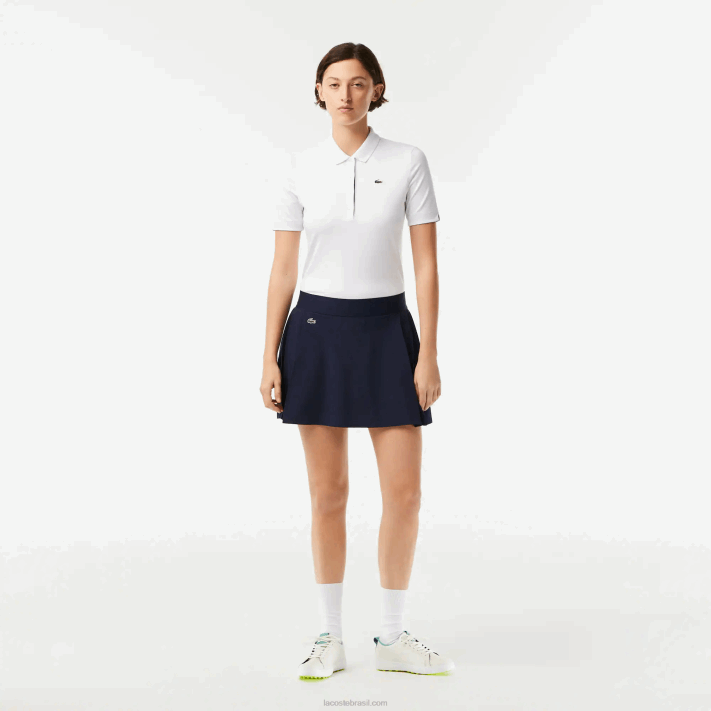Lacoste saia de golfe curta embutida esportiva mulheres azul marinho 423 88BL2420 - Image 1