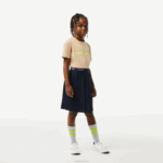 Lacoste saia de jérsei plissada garotas azul marinho 166 88BL3091