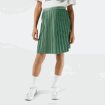 Lacoste saia de jérsei plissada garotas verde caqui kx5 88BL3090 - Image 2