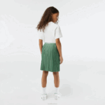 Lacoste saia de jérsei plissada garotas verde caqui kx5 88BL3090 - Image 3