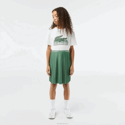 Lacoste saia de jérsei plissada garotas verde caqui kx5 88BL3090