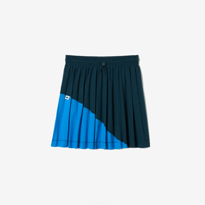 Lacoste saia plissada de nylon color block mulheres luh azul 88BL2595 - Image 4