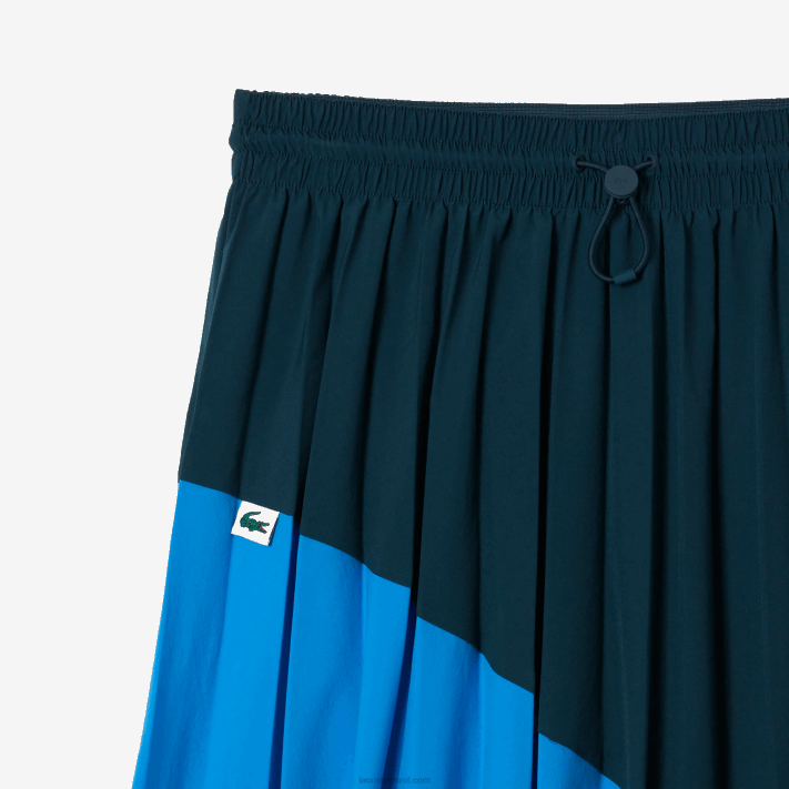 Lacoste saia plissada de nylon color block mulheres luh azul 88BL2595 - Image 5
