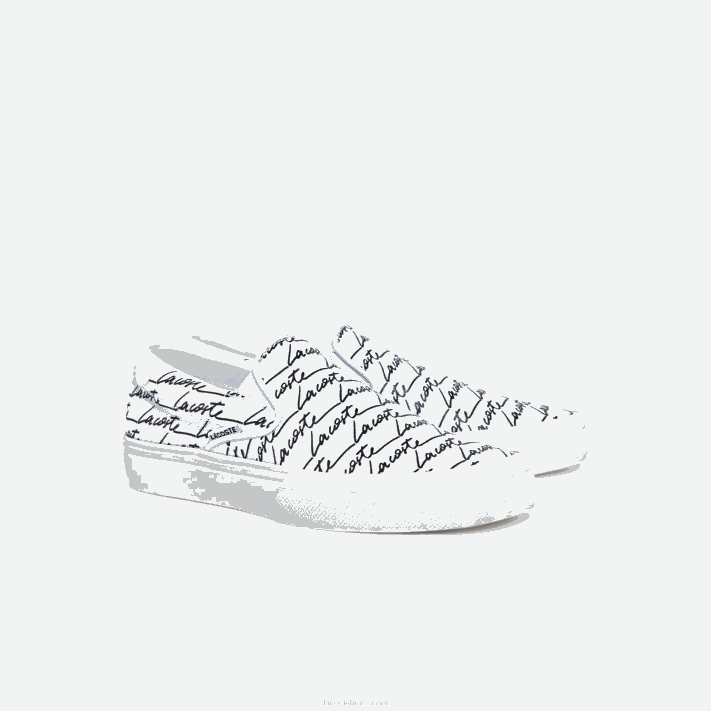 Lacoste salto saque impresso em tela slip on mulheres branco e off white 65t 88BL2707 - Image 2