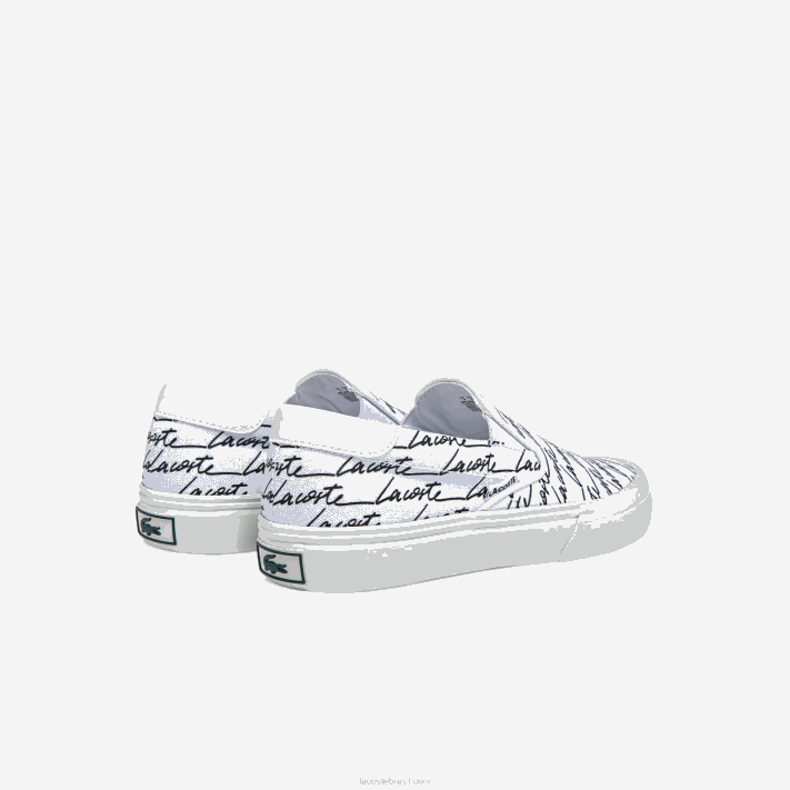 Lacoste salto saque impresso em tela slip on mulheres branco e off white 65t 88BL2707 - Image 3