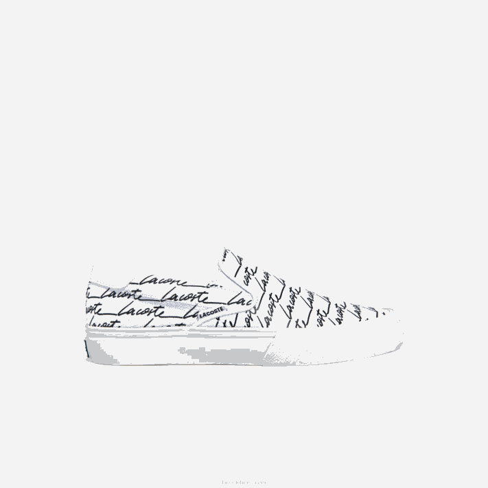 Lacoste salto saque impresso em tela slip on mulheres branco e off white 65t 88BL2707 - Image 1