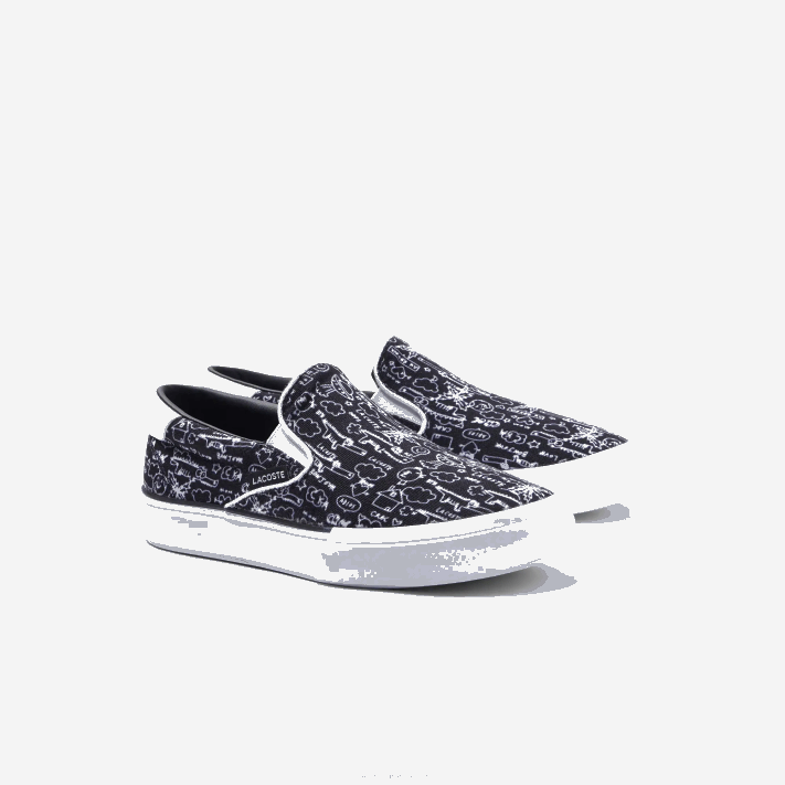 Lacoste salto servir têxtil deslizamento crianças preto e branco 312 88BL3234 - Image 2