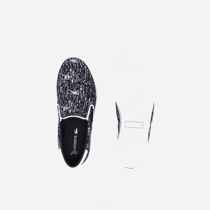 Lacoste salto servir têxtil deslizamento crianças preto e branco 312 88BL3234 - Image 4