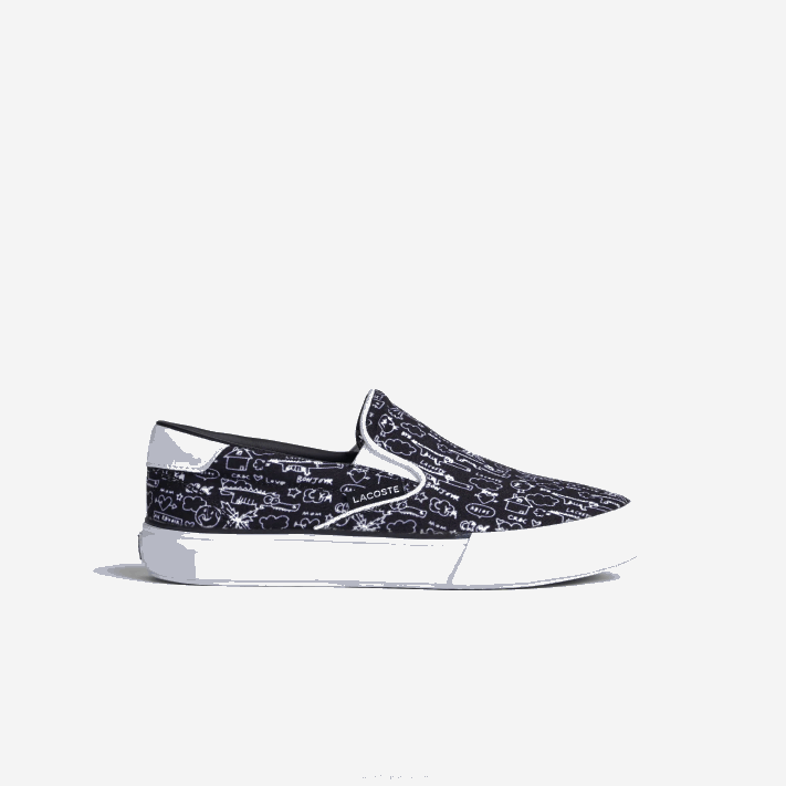 Lacoste salto servir têxtil deslizamento crianças preto e branco 312 88BL3234 - Image 1