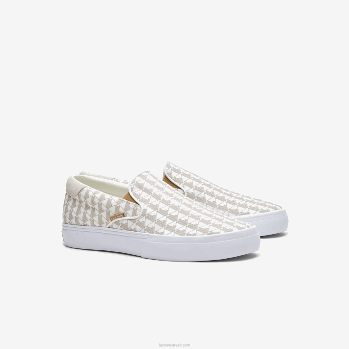 Lacoste salto servir têxtil deslizamento homens off white & white 03a 88BL1855 - Image 2