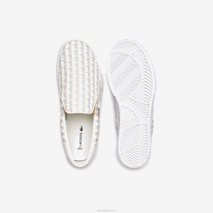 Lacoste salto servir têxtil deslizamento homens off white & white 03a 88BL1855 - Image 3