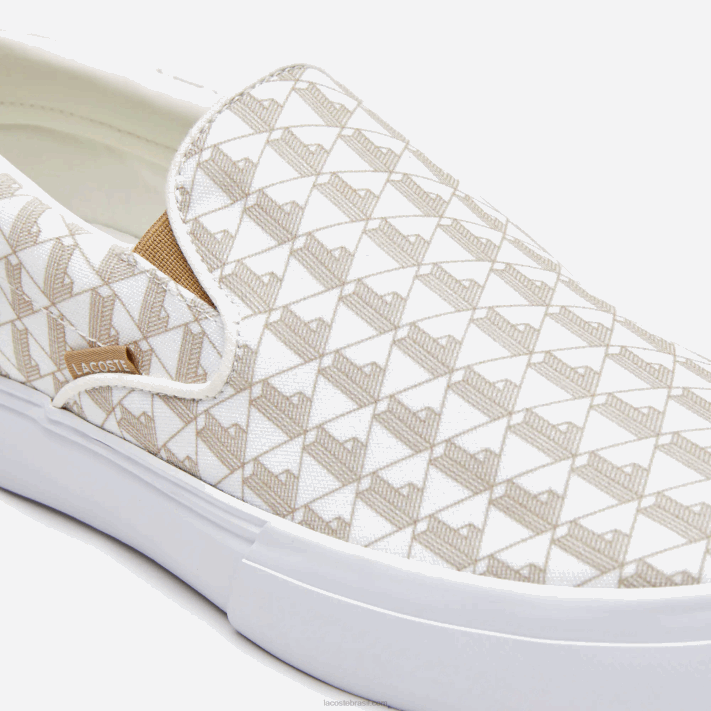 Lacoste salto servir têxtil deslizamento homens off white & white 03a 88BL1855 - Image 5