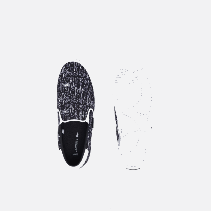 Lacoste salto servir têxtil deslizamento juniores preto e branco 312 88BL3322 - Image 4