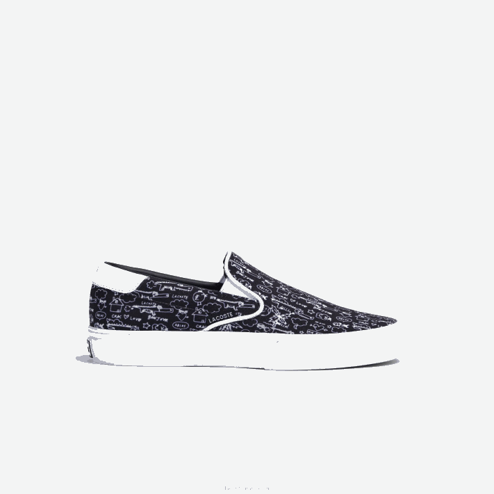 Lacoste salto servir têxtil deslizamento juniores preto e branco 312 88BL3322 - Image 1