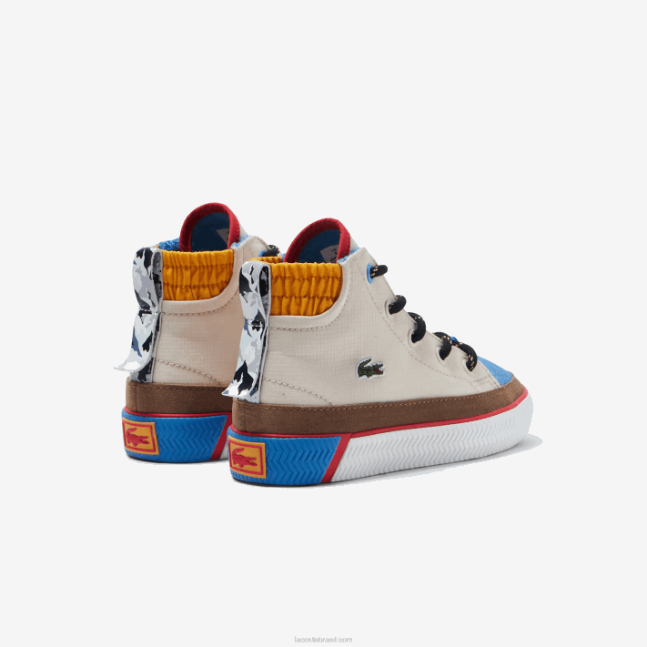 Lacoste sapatos ao ar livre em tecido de inverno gripshot bebês off white & amarelo ht3 88BL2986 - Image 2