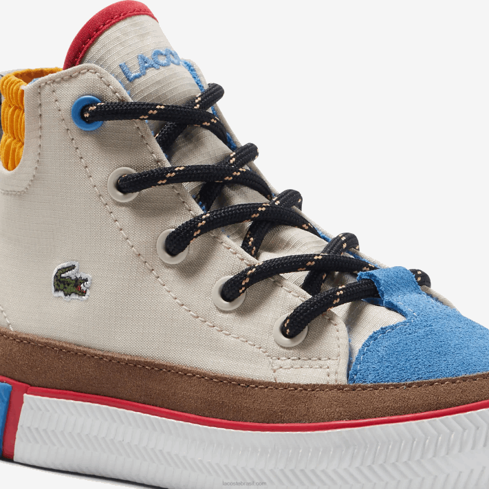 Lacoste sapatos ao ar livre em tecido de inverno gripshot bebês off white & amarelo ht3 88BL2986 - Image 5