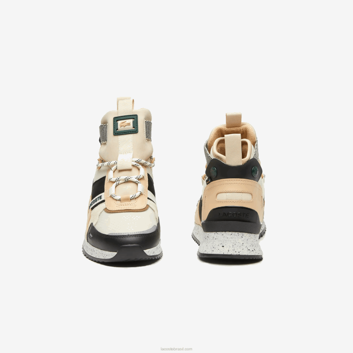 Lacoste sapatos outdoor run breaker em couro color-pop homens preto e off white 454 88BL1792 - Image 4