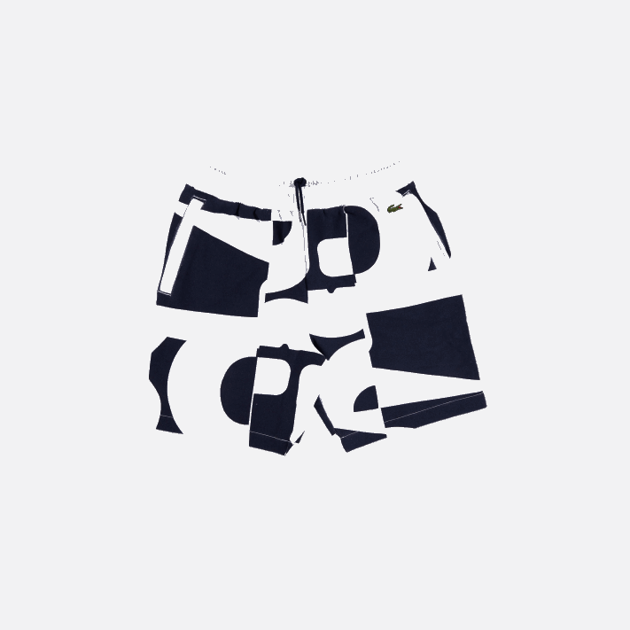 Lacoste Short de lã de algodão com estampa gráfica Heritage homens azul marinho branco 525 88BL1637 - Image 1
