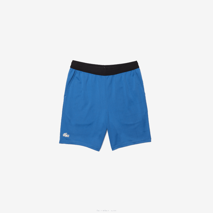 Lacoste short esportivo jacquard com cintura elástica contrastante homens azul preto branco x0b 88BL1564 - Image 4