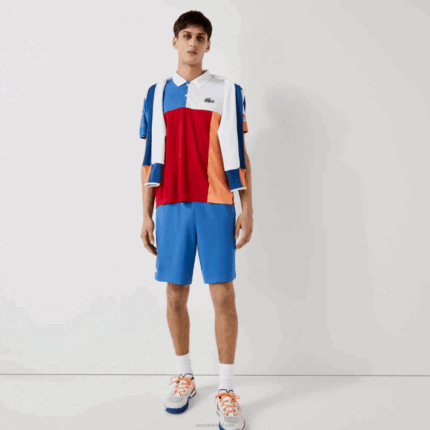 Lacoste short esportivo jacquard com cintura elástica contrastante homens azul preto branco x0b 88BL1564