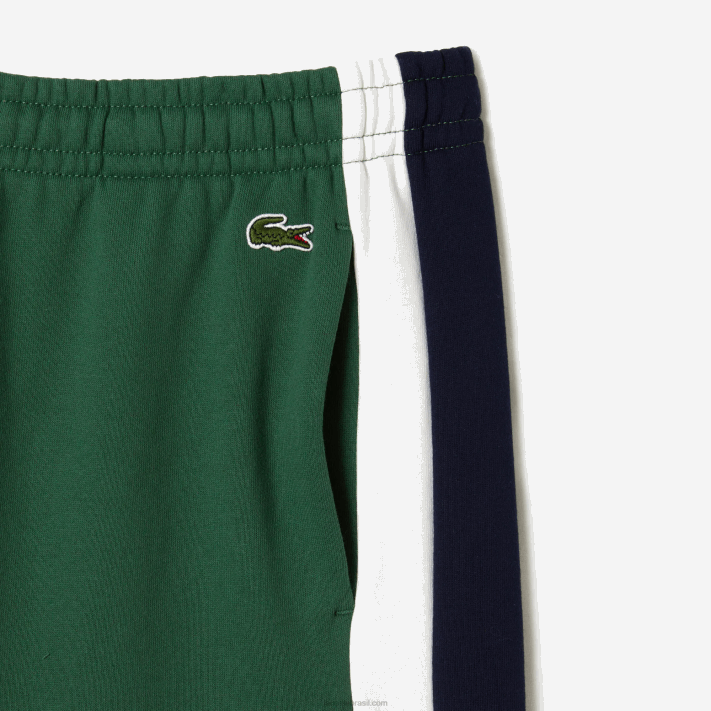Lacoste shorts colorblock de lã escovada homens verde azul marinho branco wn7 88BL456 - Image 5