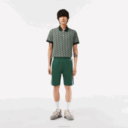 Lacoste shorts colorblock de lã escovada homens verde azul marinho branco wn7 88BL456