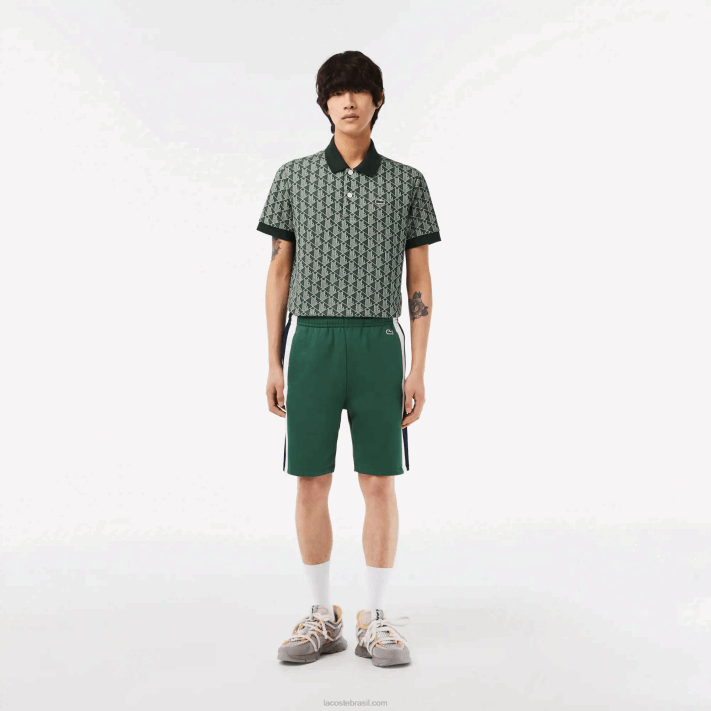 Lacoste shorts colorblock de lã escovada homens verde azul marinho branco wn7 88BL456 - Image 1