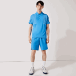 Lacoste shorts de faixas laterais estampadas esportivas homens azul branco 8px 88BL1595 - Image 4