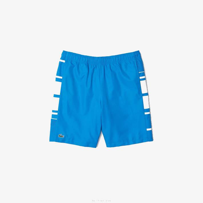 Lacoste shorts de faixas laterais estampadas esportivas homens azul branco 8px 88BL1595 - Image 5