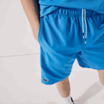Lacoste shorts de faixas laterais estampadas esportivas homens azul branco 8px 88BL1595 - Image 7