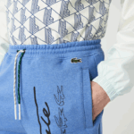 Lacoste shorts de lã de algodão com estampa de assinatura homens chine azul hg3 88BL1435 - Image 2
