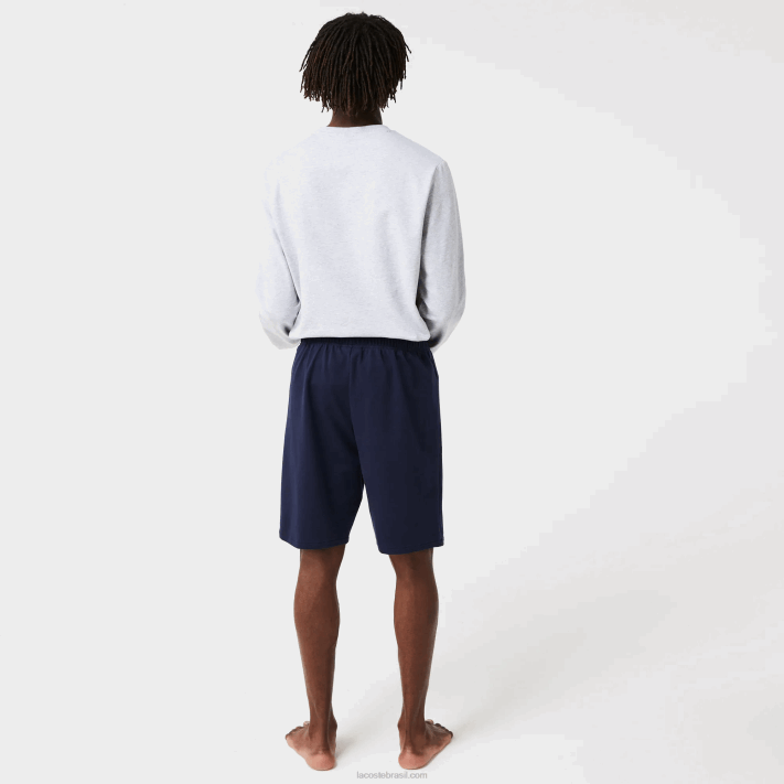 Lacoste shorts de lã de algodão de crocodilo de veludo homens azul marinho 423 88BL1481 - Image 2