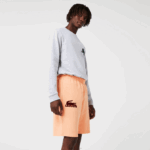 Lacoste shorts de lã de algodão de crocodilo de veludo homens laranja claro bordeaux rz6 88BL1482 - Image 2