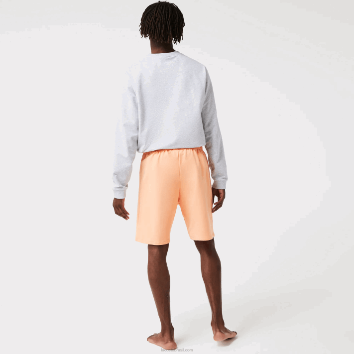 Lacoste shorts de lã de algodão de crocodilo de veludo homens laranja claro bordeaux rz6 88BL1482 - Image 3