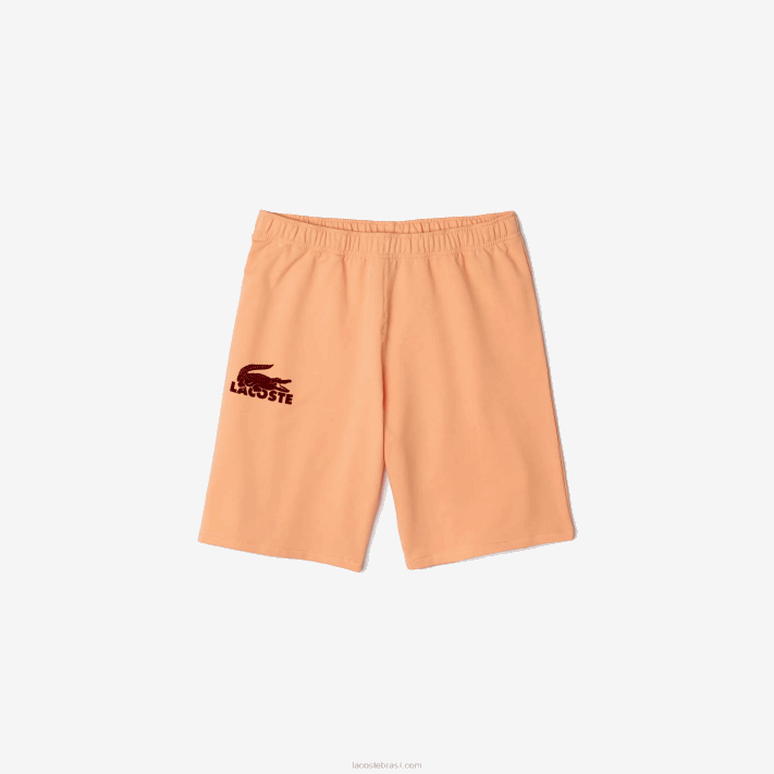 Lacoste shorts de lã de algodão de crocodilo de veludo homens laranja claro bordeaux rz6 88BL1482 - Image 4